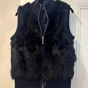 Navy fur vest